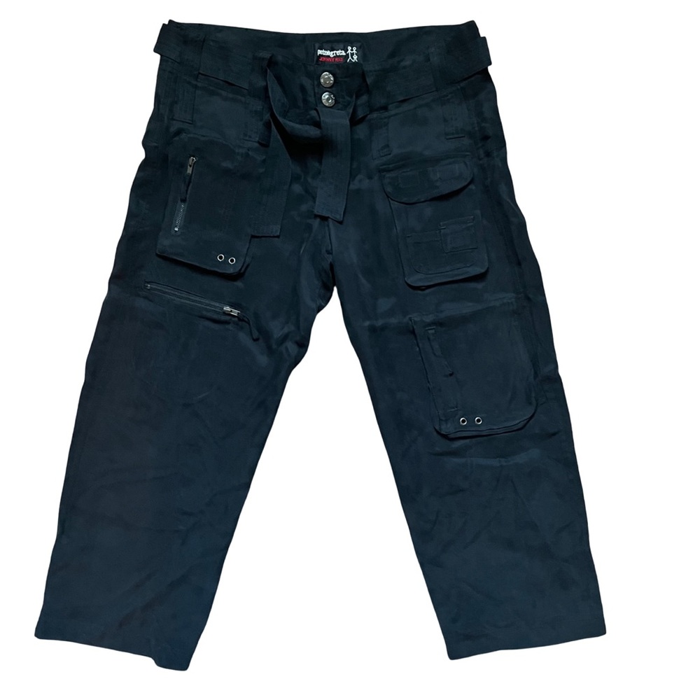 Johnny Was Pete & Greta Hailey Black Cargo Capri Pants Relaxed Fit Size 0 Y2K